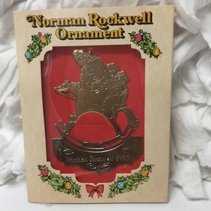 vtg NORMAN ROCKWELL Christmas Ornament McDonald’s Coca Cola 1983 Metal Goldtone